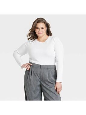 Women's Slim Fit Long Sleeve Ribbed T-Shirt - A New Day™